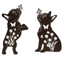 2pcs Black Dog Silhouette Outdoor Art Display Garden Stakes