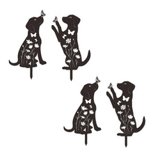 2pcs Black Dog Silhouette Outdoor Art Display Garden Stakes