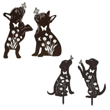 2pcs Black Dog Silhouette Outdoor Art Display Garden Stakes
