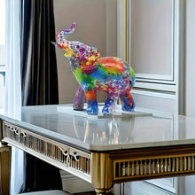 Modern Painting Graffiti Resin Elephant Sculpture Table Ornaments