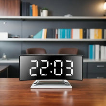 Curved LED Mirror Alarm Clock with Large Display