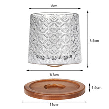 Rotatable Crystal Whiskey Glass with Wood Coaster