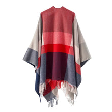 Women's Cashmere Checkered Poncho Scarf Wrap Shawl