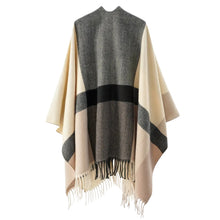 Women's Cashmere Checkered Poncho Scarf Wrap Shawl