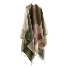Women's Cashmere Checkered Poncho Scarf Wrap Shawl