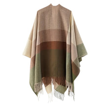 Women's Cashmere Checkered Poncho Scarf Wrap Shawl