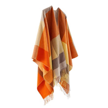 Women's Cashmere Checkered Poncho Scarf Wrap Shawl