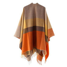 Women's Cashmere Checkered Poncho Scarf Wrap Shawl