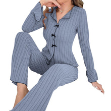 Women's Striped Floral Bow Tie Sleepwear Pajama Set