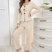 Women's Striped Floral Bow Tie Sleepwear Pajama Set