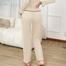 Women's Striped Floral Bow Tie Sleepwear Pajama Set