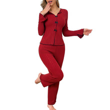 Women's Striped Floral Bow Tie Sleepwear Pajama Set