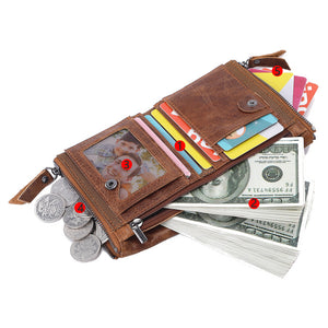 Men's Genuine Leather RFID Blocking Bifold Wallet