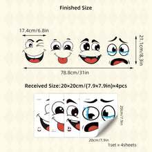 4 sheets Self-Adhesive Cartoon Face Stickers