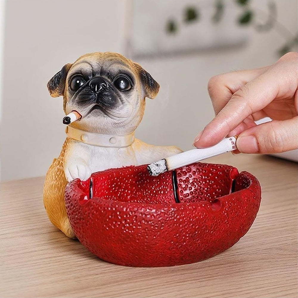 Cute Funny Pug Dog Shaped Resin Rugby Ash Tray