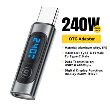 240W Type C to USB C OTG Connector Adapter with Digital Display