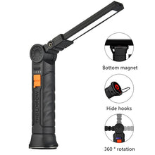 Portable COB LED Flashlight USB Rechargeable Magnetic Work Light