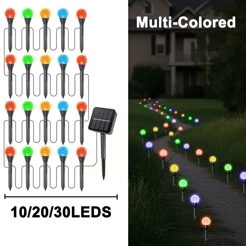 20 LED Solar Bubble Ball Lawn Lights Waterproof Solar Pathway String Light