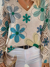 Women's Bohemian Style Long Sleeve V-Neck Pullover Sweater