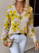 Women's Bohemian Style Long Sleeve V-Neck Pullover Sweater