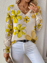 Women's Bohemian Style Long Sleeve V-Neck Pullover Sweater