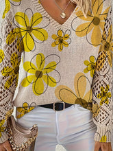 Women's Bohemian Style Long Sleeve V-Neck Pullover Sweater