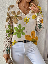 Women's Bohemian Style Long Sleeve V-Neck Pullover Sweater