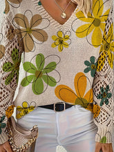 Women's Bohemian Style Long Sleeve V-Neck Pullover Sweater