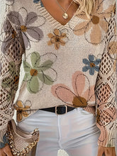 Women's Bohemian Style Long Sleeve V-Neck Pullover Sweater