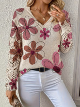 Women's Bohemian Style Long Sleeve V-Neck Pullover Sweater