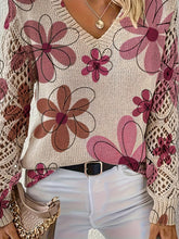 Women's Bohemian Style Long Sleeve V-Neck Pullover Sweater