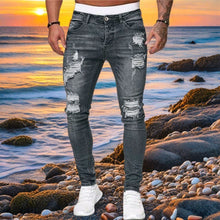 Mens Ripped Slim Fit Skinny Destroyed Distressed Tapered Leg Jeans