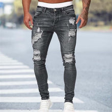 Mens Ripped Slim Fit Skinny Destroyed Distressed Tapered Leg Jeans