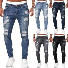 Mens Ripped Slim Fit Skinny Destroyed Distressed Tapered Leg Jeans