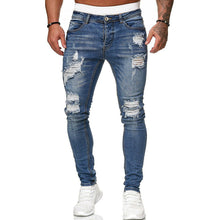 Mens Ripped Slim Fit Skinny Destroyed Distressed Tapered Leg Jeans