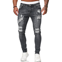 Mens Ripped Slim Fit Skinny Destroyed Distressed Tapered Leg Jeans