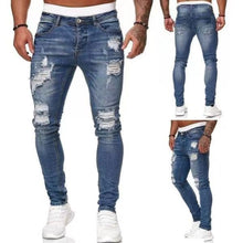 Mens Ripped Slim Fit Skinny Destroyed Distressed Tapered Leg Jeans
