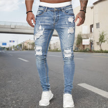 Mens Ripped Slim Fit Skinny Destroyed Distressed Tapered Leg Jeans