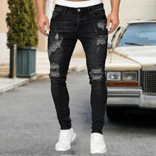 Mens Ripped Slim Fit Skinny Destroyed Distressed Tapered Leg Jeans