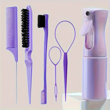 6pcs Set Hair Brush Set Hairdressing Spray Bottle Edge Control Hair Brush