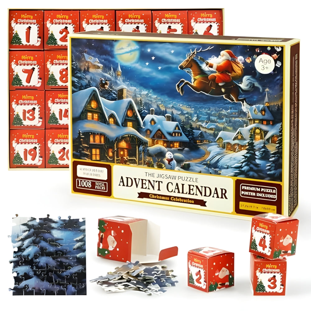 2025 Christmas Advent Calendar 24-Day Countdown Jigsaw Puzzle Set