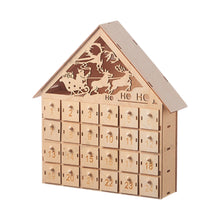 Wooden Christmas Advent Calendar LED Light House Countdown with 24 Drawers