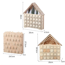 Wooden Christmas Advent Calendar LED Light House Countdown with 24 Drawers