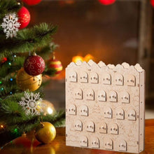 Wooden Christmas Advent Calendar LED Light House Countdown with 24 Drawers