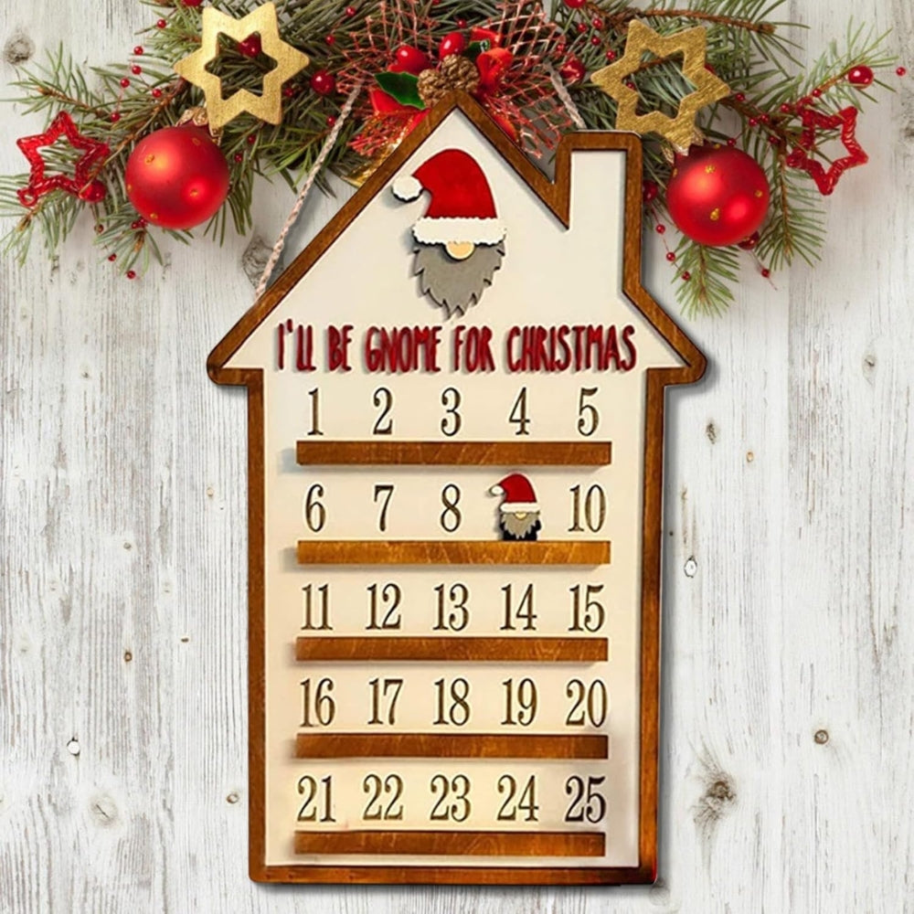 Christmas Wooden Advent Calendar Hanging Ornament 25 Days Countdown