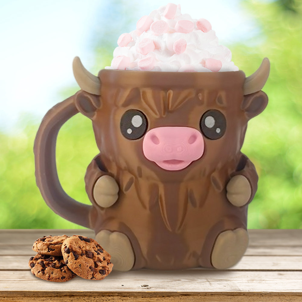 3D Printed Highland Cow Ice Pint Holder Dessert Cup