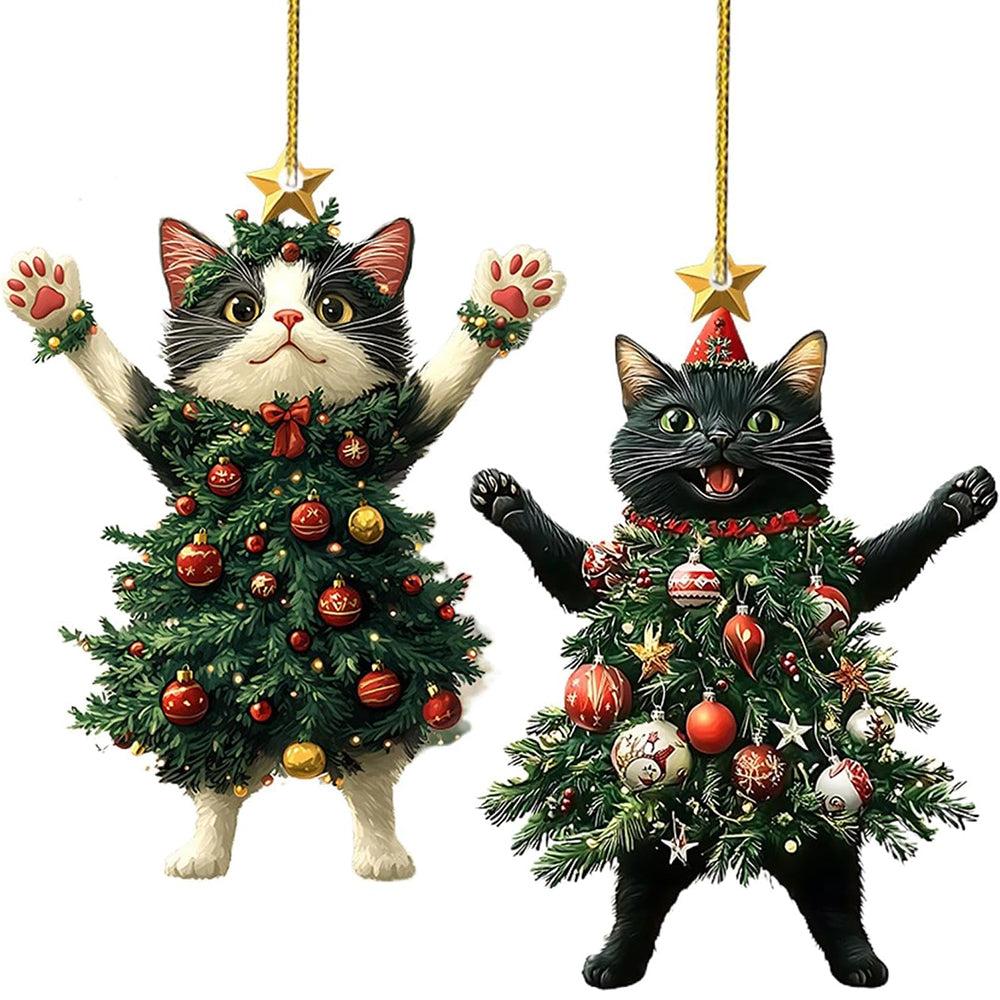 Christmas Ornament 2D Cat Acrylic Hanging Decoration