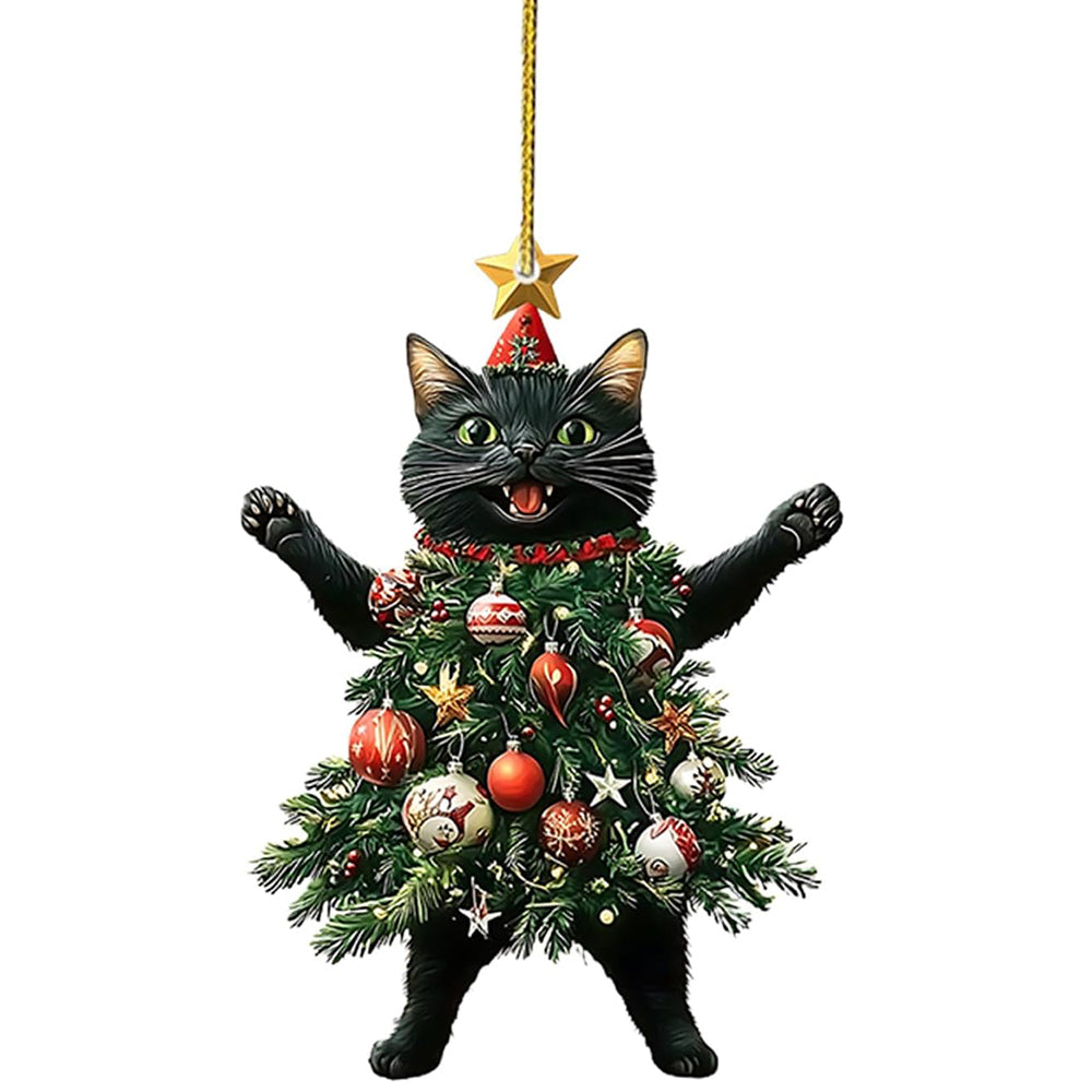 Christmas Ornament 2D Cat Acrylic Hanging Decoration
