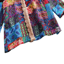 Colorful Print Warm Fleece Hooded Coat