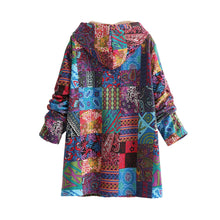 Colorful Print Warm Fleece Hooded Coat